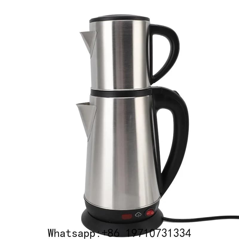 Electric Turkish Kettle Stainless Steel 1L and 2L Turkish Teapot Set Detachable Infuser 1800W Easy Cleaning for Black Teas