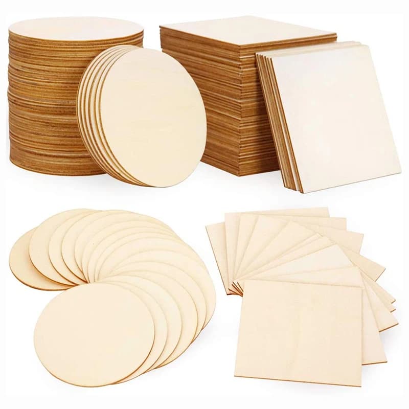 10cm 20/40/50 pcs wood pieces not finished square round wooden slices empty for craft diy painting coloring subglasses laser engraving