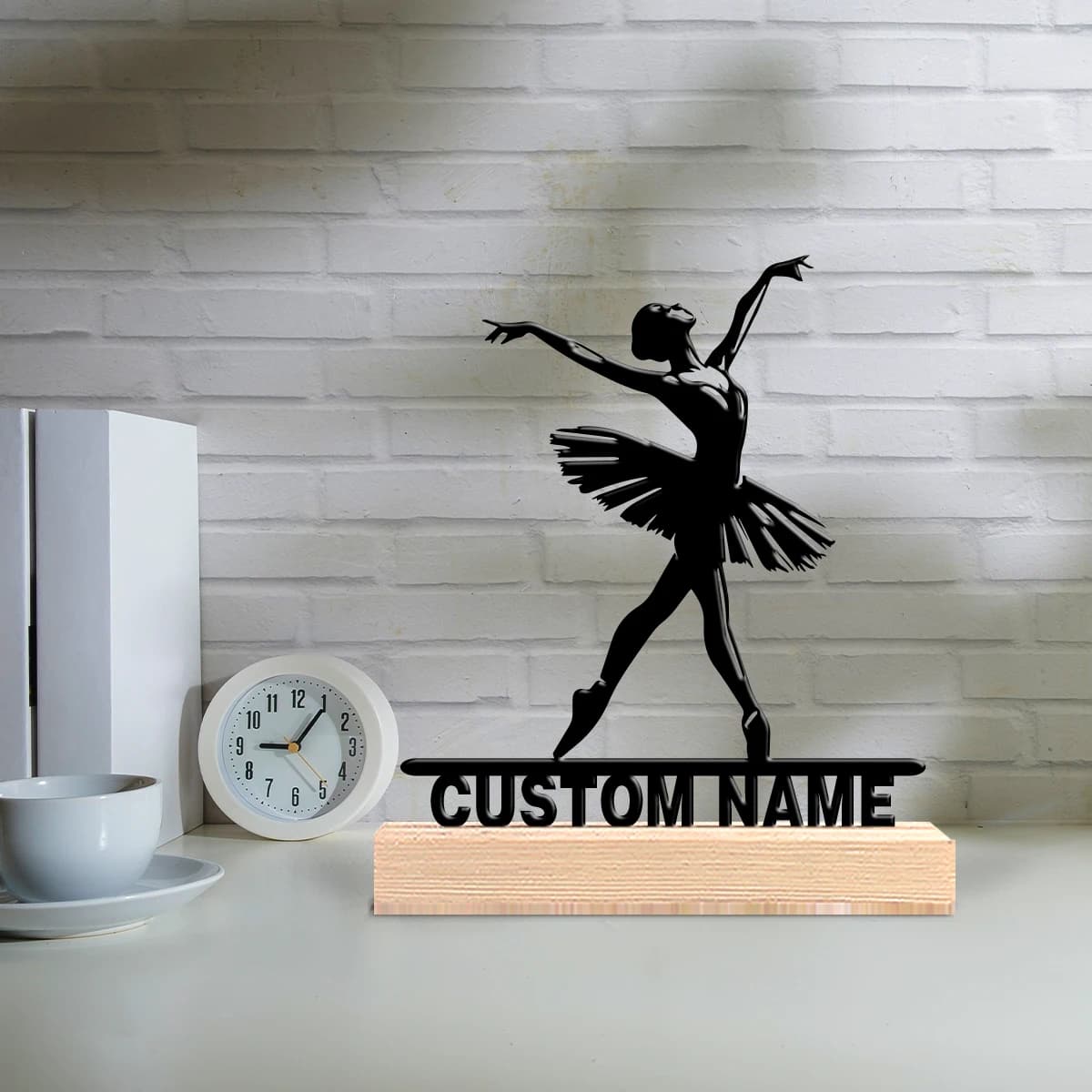 Customized Blessing Meaning Pterosaur Abstract wrought iron wooden base desktop artwork Wooden base bar decoration with kitchen