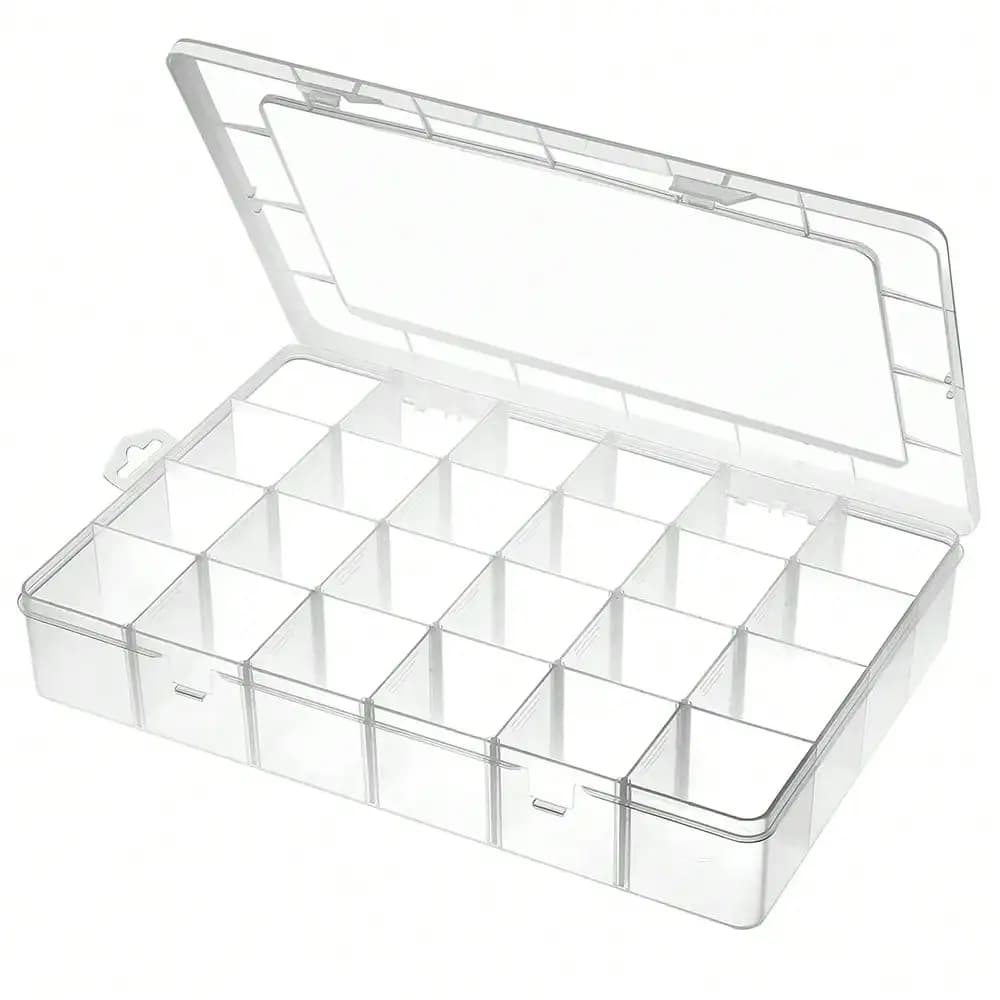 Scatola organizer in plastica a 24 scomparti con divisori regolabili, per artigianato, perline, attrezzatura da pesca, gioielli