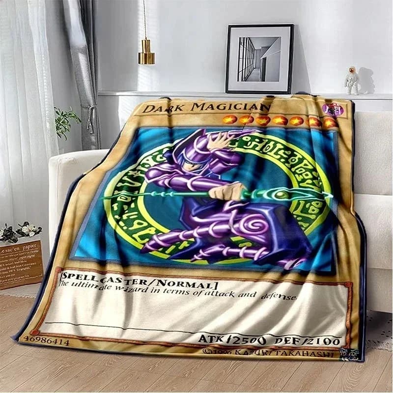 Anime Yu Gi Oh Card Throw Blanket Blue Eyes White Dragon Anime Cartoon Soft Plush Blankets Bedroom Office Bedspread Home Decor