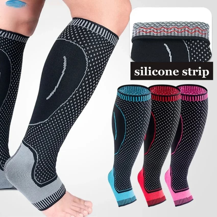 1 paio di calze a compressione per polpaccio da donna e uomo, adatte per corsa, basket, protezione polpaccio e caviglia, calze a punta aperta