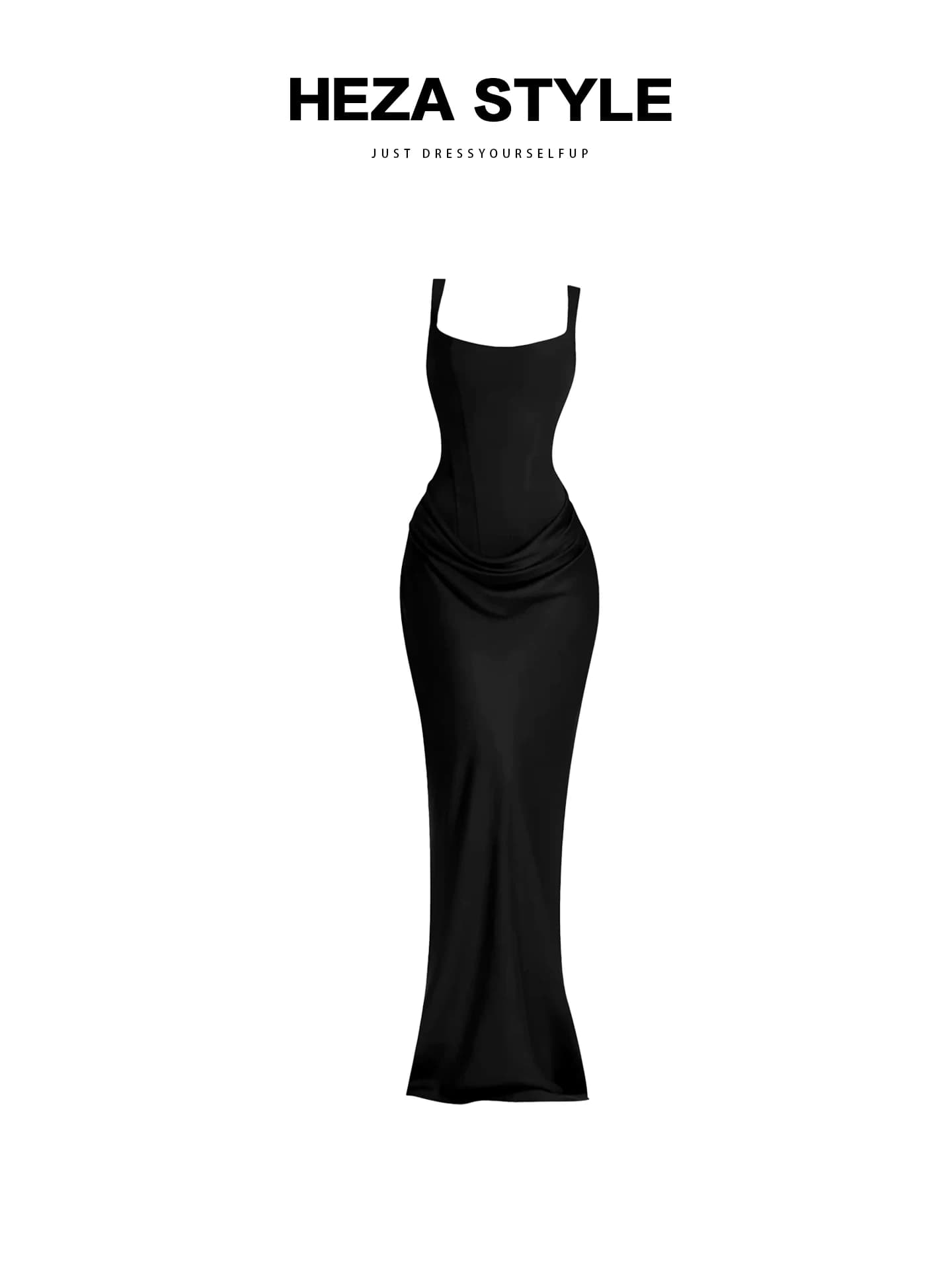 HEZA Abito Sexy Senza Spalline a Lisca di Pesce da Donna, Gonna Lunga Modellante Stile Francese, Abbigliamento Casual Invernale Adatto per 18-24 Anni