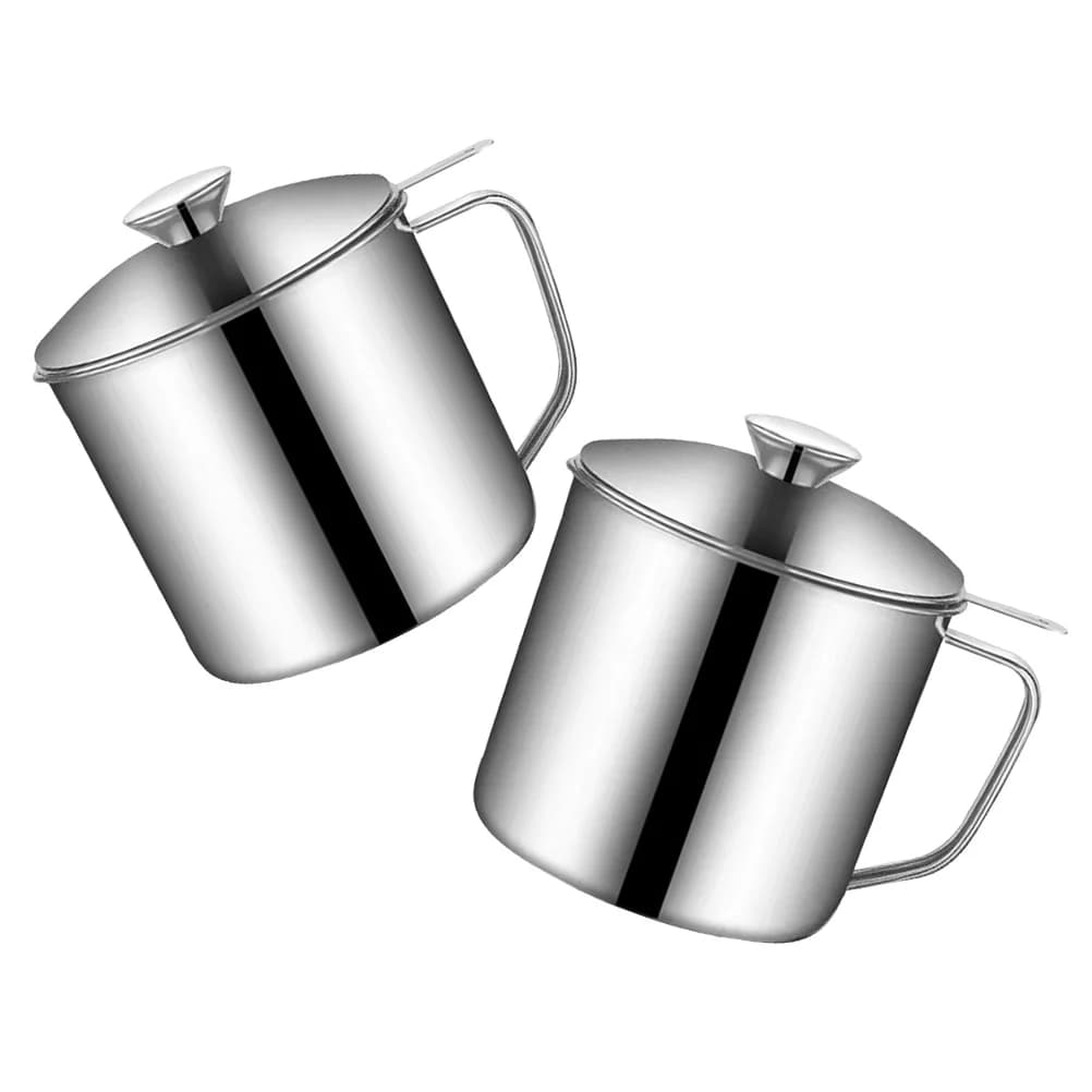 Set di 2 Pezzi: Colino e Contenitore per Grasso in Acciaio Inossidabile, Strumento per Separazione Olio da Cucina e Friggitrice
