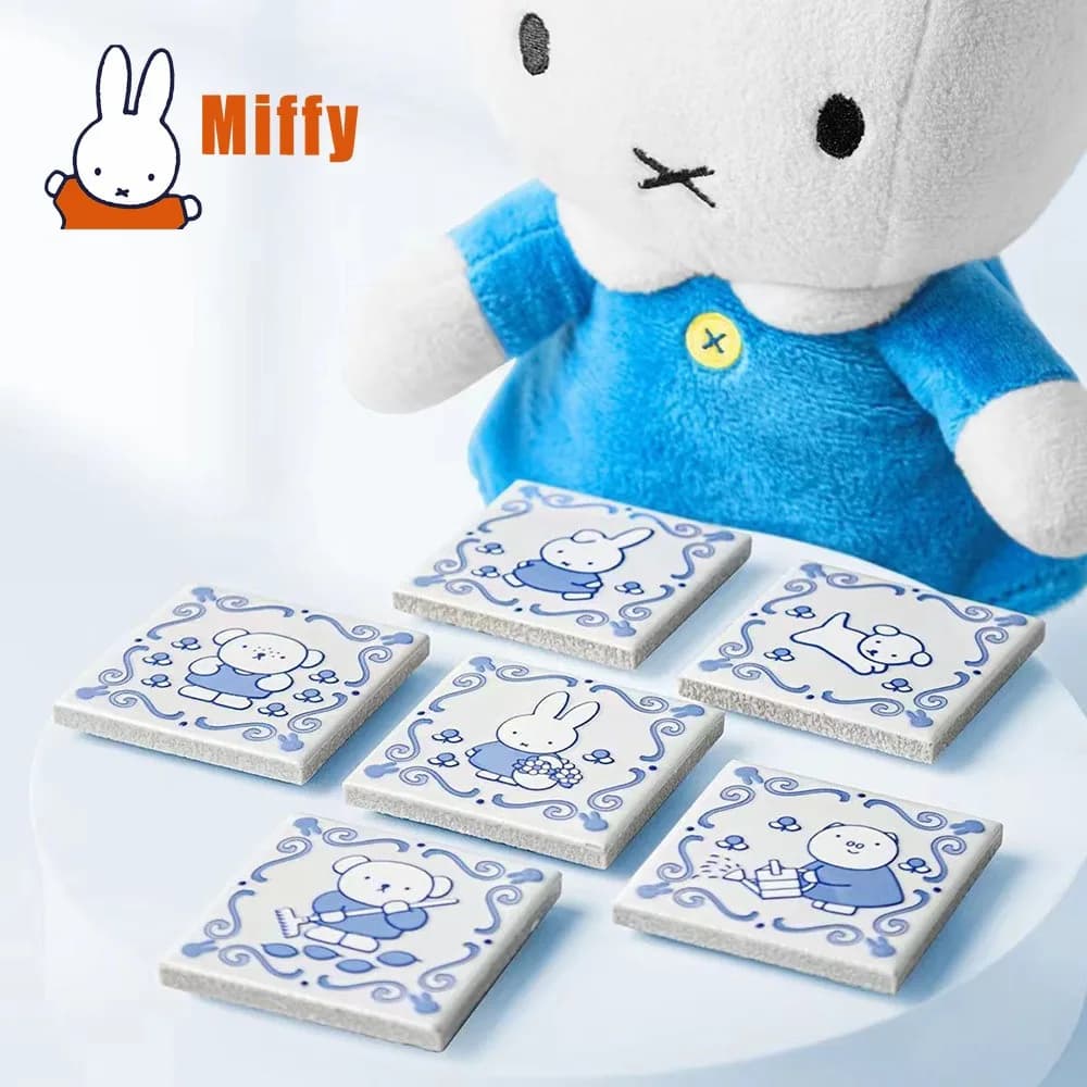 Magnete per Frigorifero in Ceramica Kawaii Miffy, Coniglio Blu in Porcellana, Decorazione Magnetica per Cucina e Casa, Regalo per Ragazze