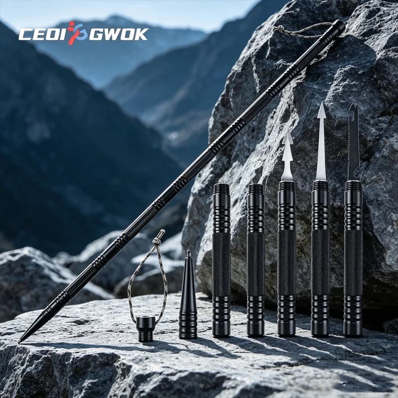 CEOI GWOK Outdoor Hiking Stick Enthusiasts Aluminum Alloy Multi-Functional Lightweight Trekking Poles Complete Walking Stick