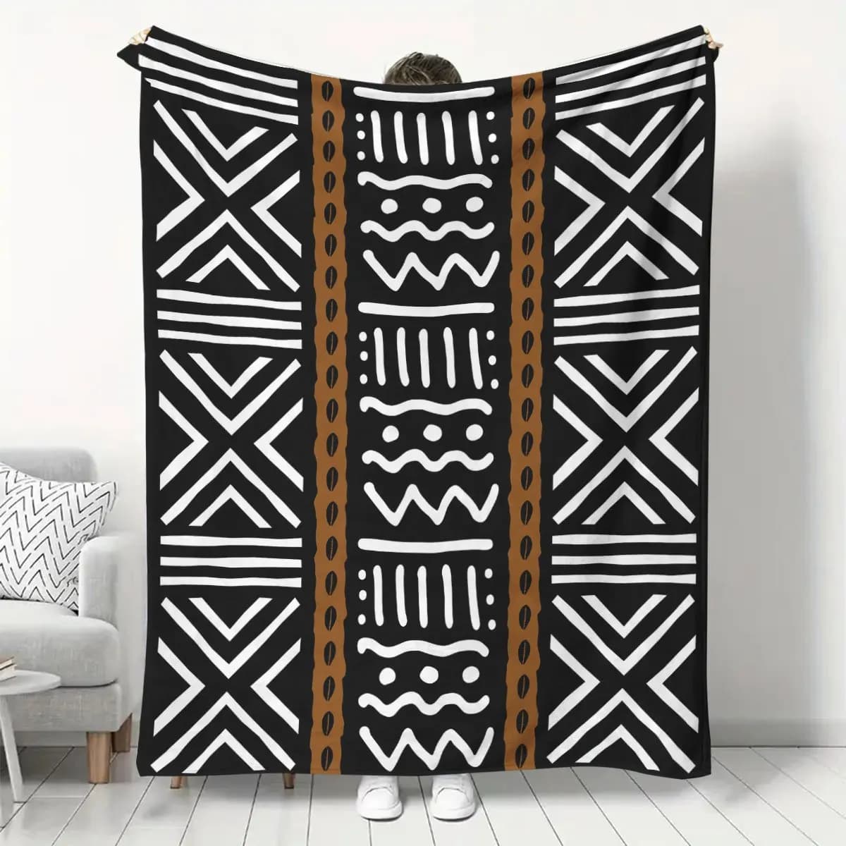1 coperta a tema con motivo africano: adatta per camera da letto, dormitorio, auto, esterno, divano, viaggi, ufficio, campeggio, regalo