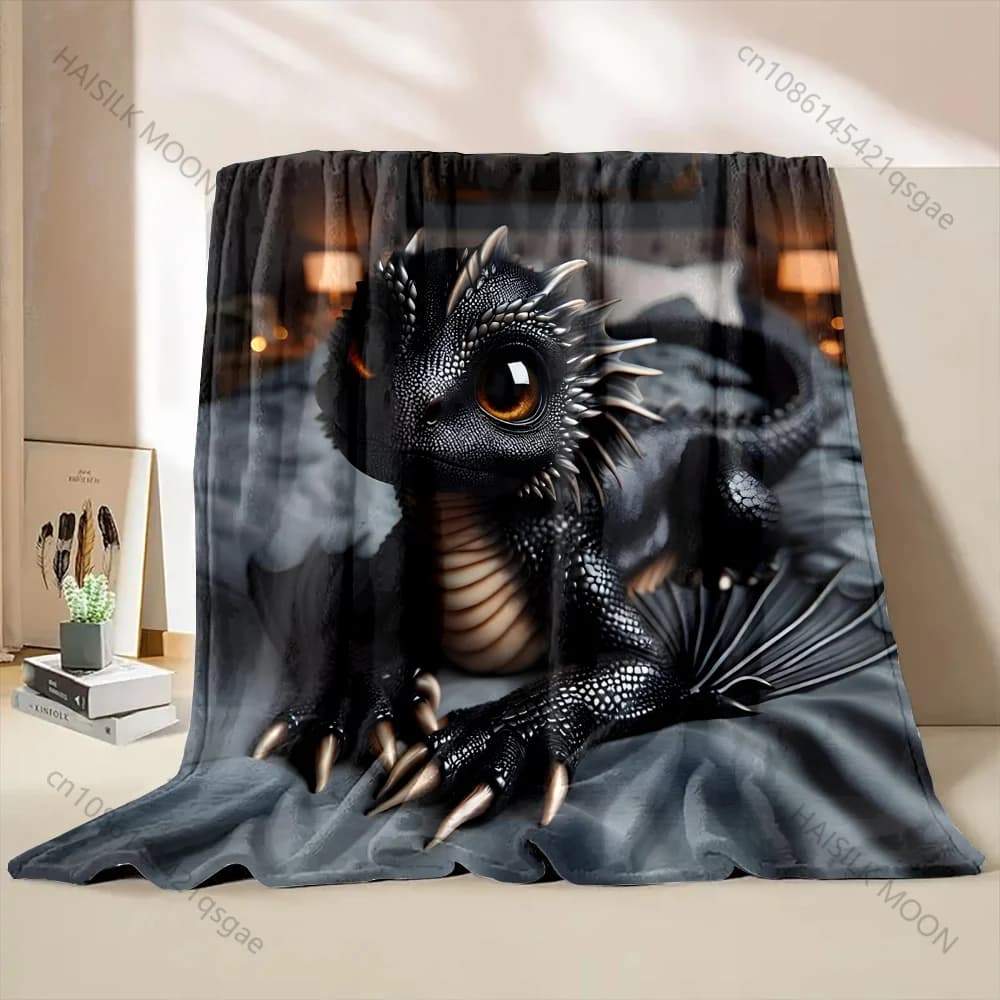 Coperta con stampa drago nero HD, calda, morbida e soffice, per bambini, regali di lusso per adulti, per divano letto, casa, viaggio all'aperto, campeggio