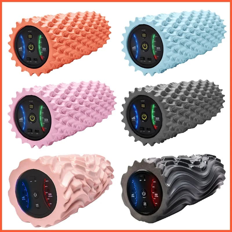 Electric Vibrating Spiky‑Textured Foam Roller Muscle Relaxer Massage Column for Leg Body Recovery Yoga Fitness Workout Home Gym
