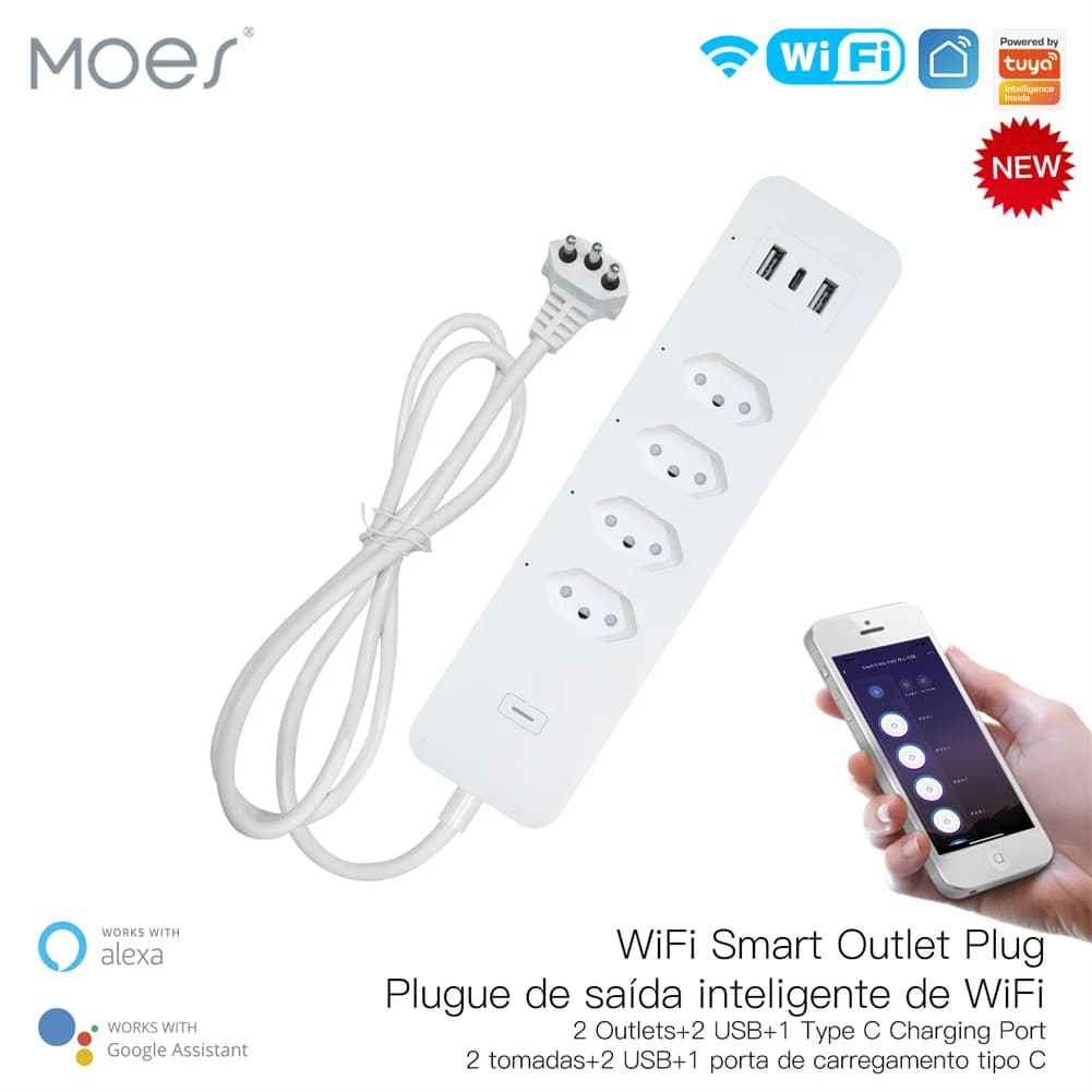 WiFi brasile Smart Power Strip Surge Protector 4 brasile Plug BR prese presa USB tipo C Tuya App controllo vocale di Alexa Google