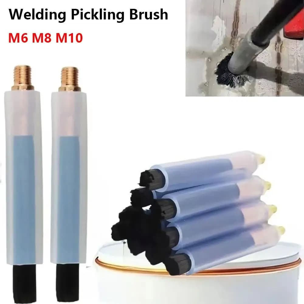 1Pcs M6 M8 M10 Weld Seam Pickling Brush Carbon Fiber Heat Resistant Cover Welding Cleaning Brush Copper Head Acid Resistant