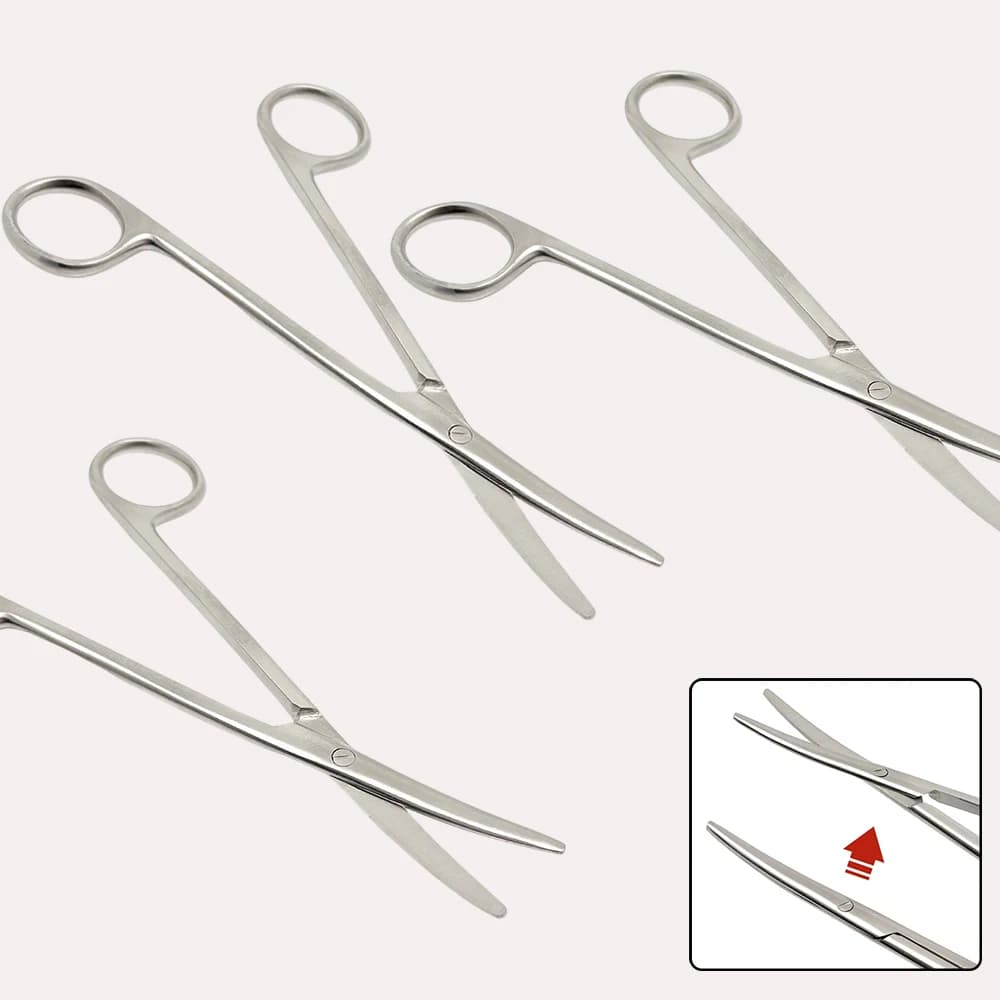 Set di 3 Forbici Curve Metzenbaum da 14 cm per Chirurgia delle Tonsille, Strumento di Precisione per Taglio di Tessuti Delicati con Punte Smussate