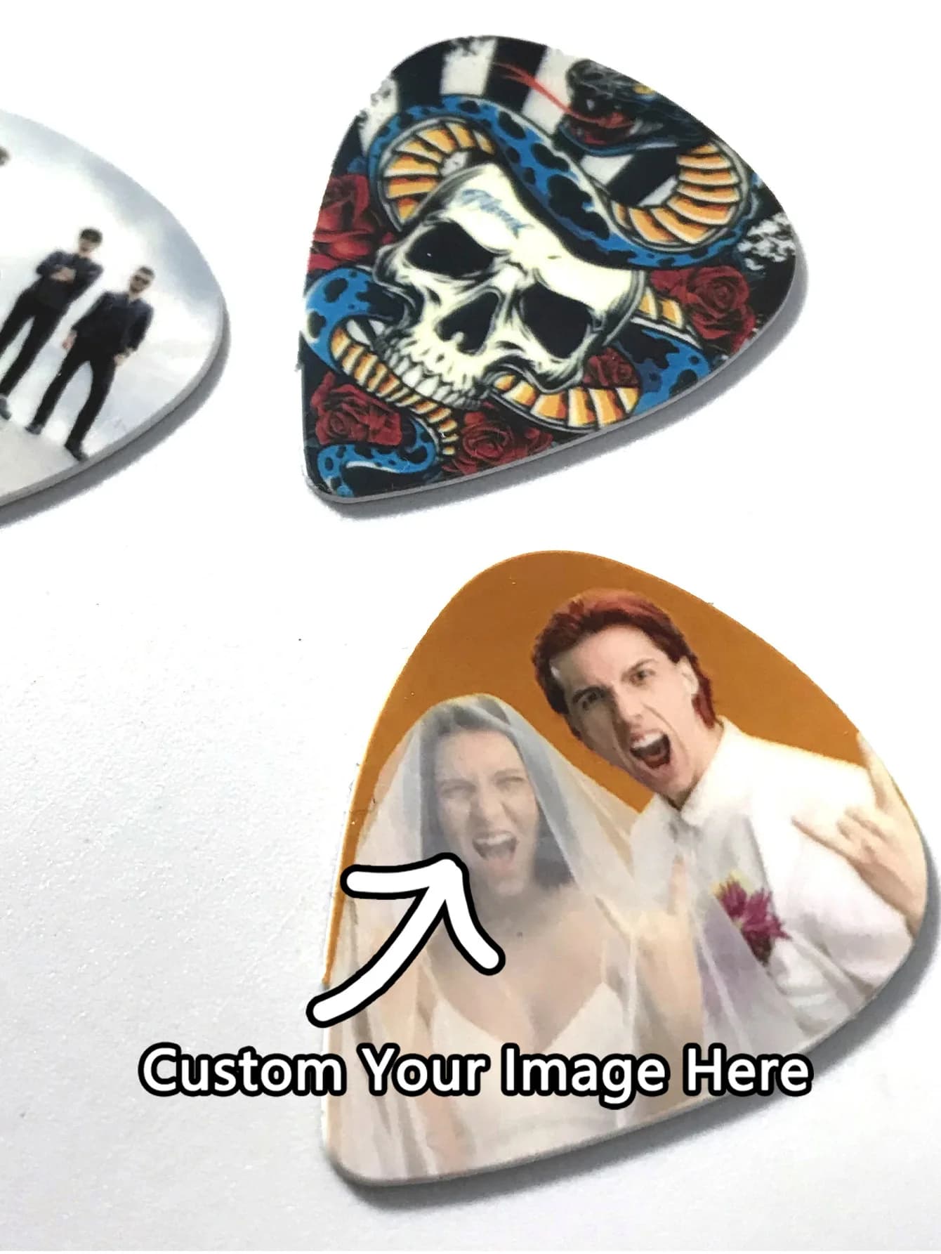 Plettro per chitarra personalizzato 1PC - PMMA personalizzato inciso al laser Immagine personalizzata multicolore lucido scintillante Regali unici per musicisti