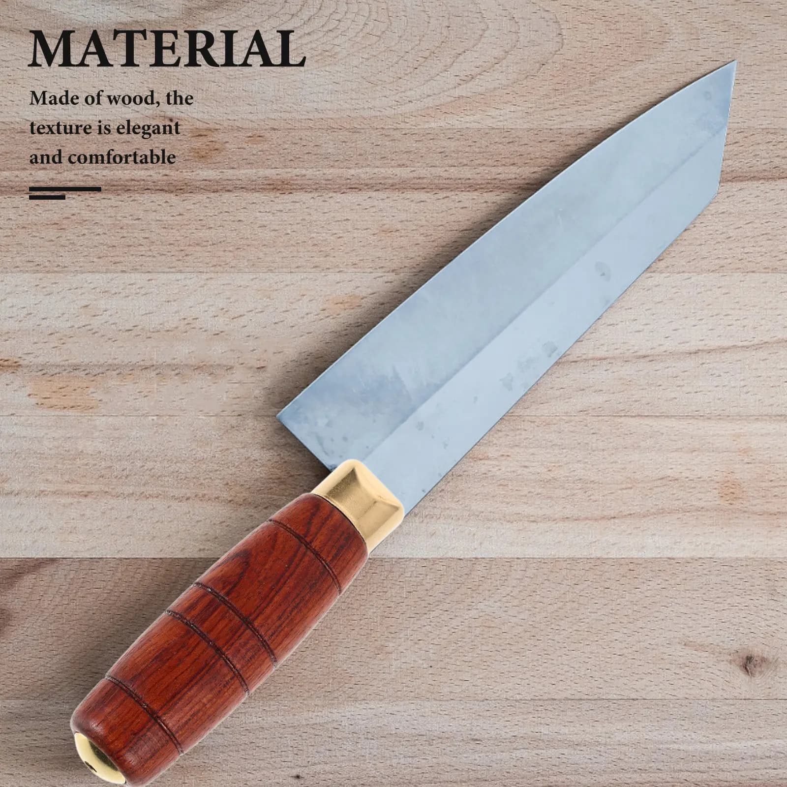 Manico in Legno Massello per Coltello da Cucina, Design Rotondo in Legno Duro Brasiliano, Impugnatura Confortevole, Manico di Ricambio per Coltello da Taglio