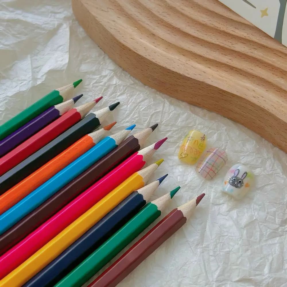 Nail Art Colored Pencils Set Professional Drawing Pen For Manicure Design Painting DIY Tools Kit Long Wooden Handle