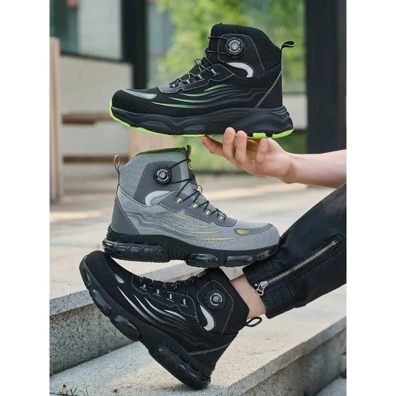 Scarpe Antinfortunistiche da Uomo con Punta in Acciaio, Sneakers di Sicurezza con Chiusura a Rotazione, Antiperforazione e Antischiacciamento, Stivali di Sicurezza in Acciaio