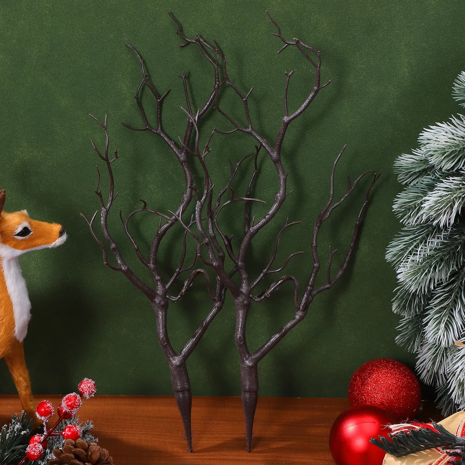 4 Pieces Artificial Copper Shaped Deer, Realistic Decorative Plastic Coppers for Vases, Fa-da-Te Decorations, Artificial Coppers