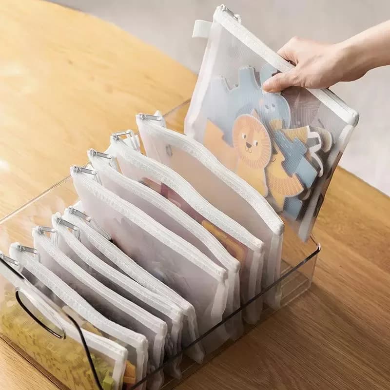 3/5/10pcs Network Hinge Document Bag Waterproof Moistureproof Zipper Folder Toy Bag Storage Tools Cosmetic Organization Bag