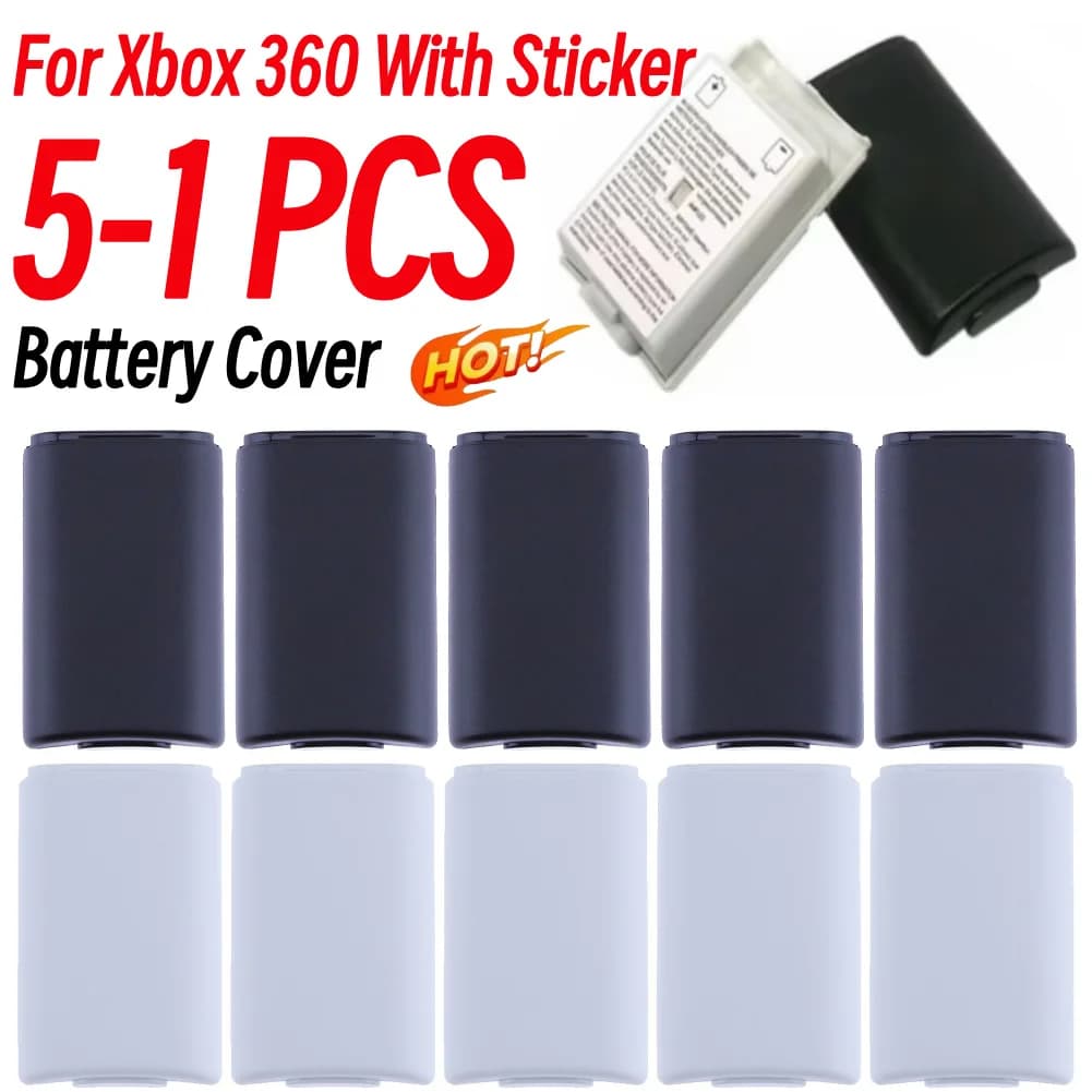 5-1 Pezzi Coperchio Batteria Controller Wireless in ABS con Adesivo, Guscio di Ricambio per Batteria, Accessori di Gioco per Xbox 360