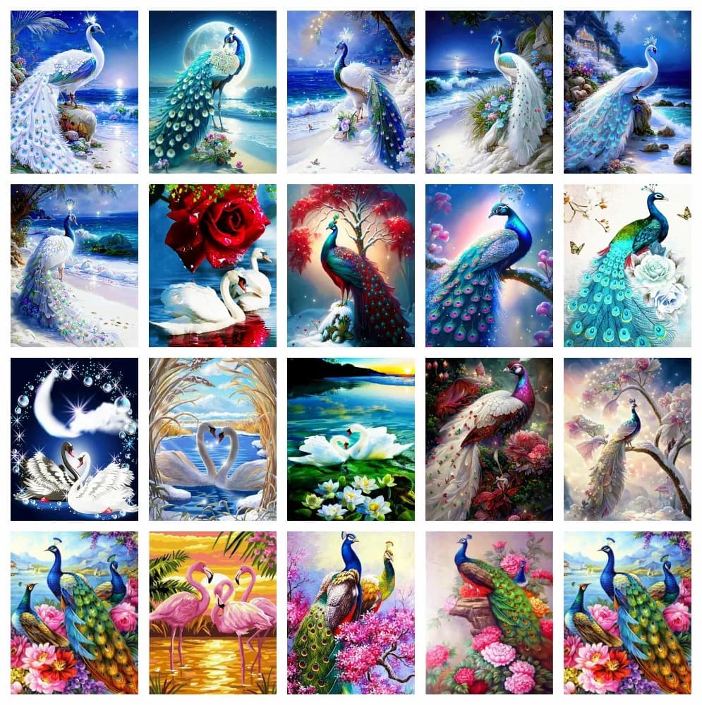 Diamond Painting Peacock Animal Mosaic Needlework Full Drill Embroidery Sale Flower Home Decor Full Kts
