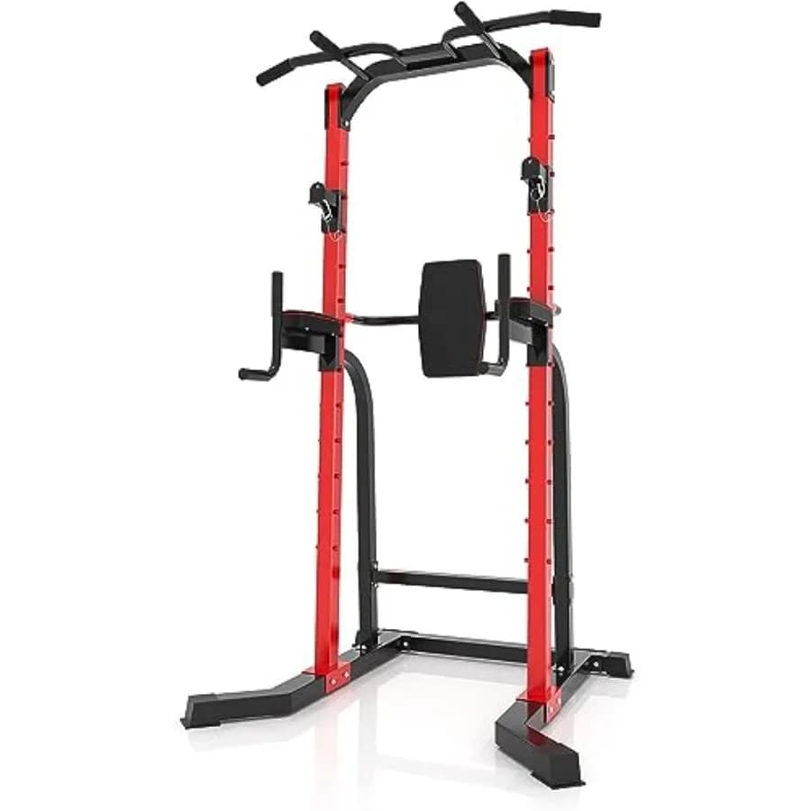 Multifunction Station for Tractions and Dip with Adjustable Height, Home Strength Training Equipment in Black