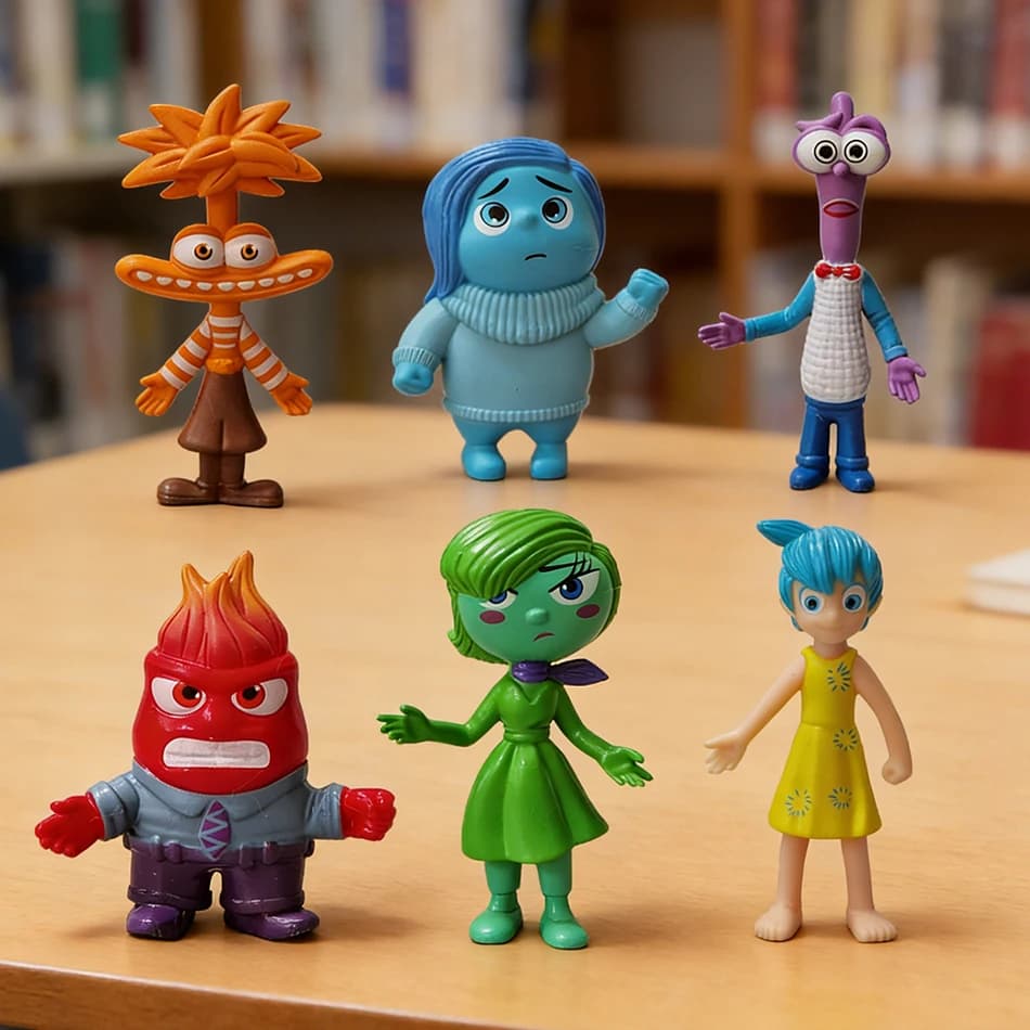 Set Regalo di 6 Statuette Action Figure di Inside Out, Personaggi Emozionali Riley, Modelli Anime in PVC, Decorazioni e Giocattoli Cartoon per Bambini
