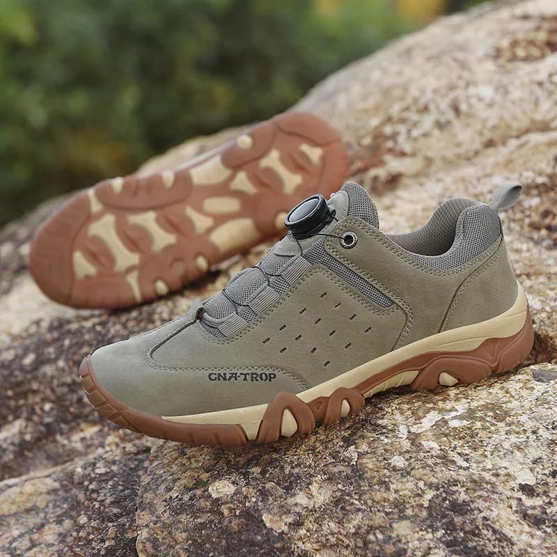 Scarpe da trekking da uomo con fibbia girevole, sneakers traspiranti in pelle scamosciata antiscivolo per campeggio e corsa, scarpe da uomo