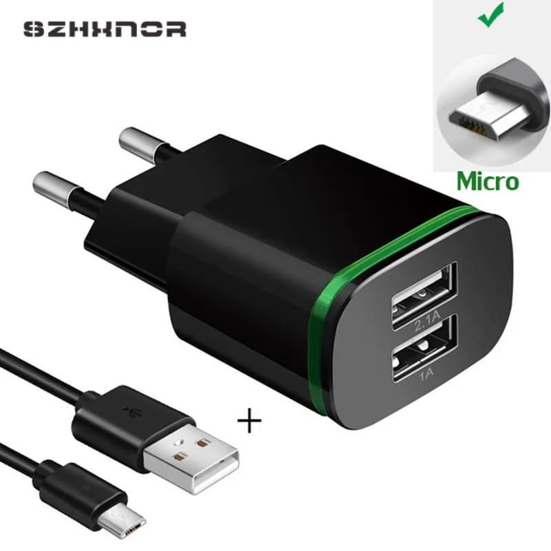 EU USB Charger 2A Fast Charging + 1M USB Cable for xiaomi redmi 7 4X note 5 plus 5 Huawei p smart 2019 LG alcatel Oukitel C8