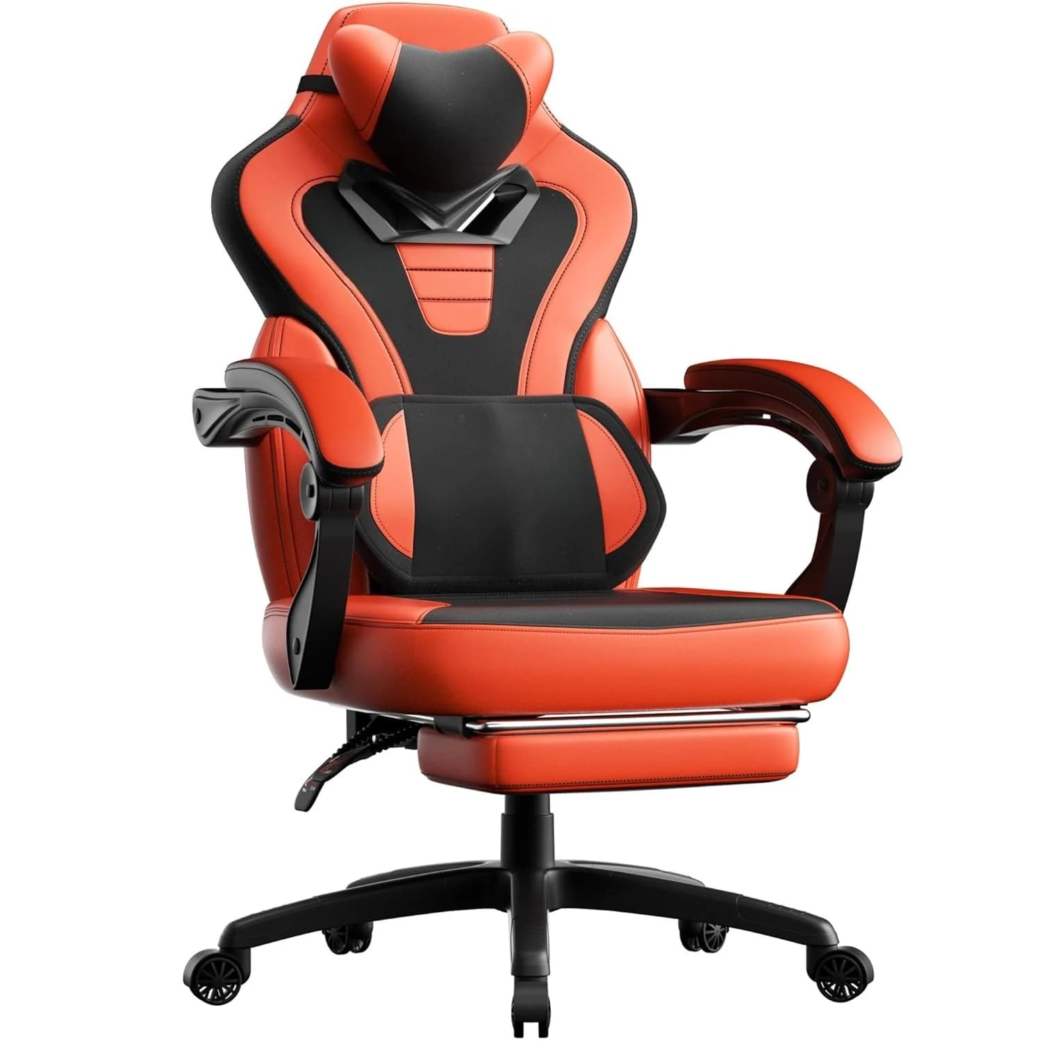 Sedia da Gaming con Massaggio Big&Tall con Poggiapiedi, Supporto Lombare, Ergonomica per Ufficio e Computer, Rossa, Personalizzabile