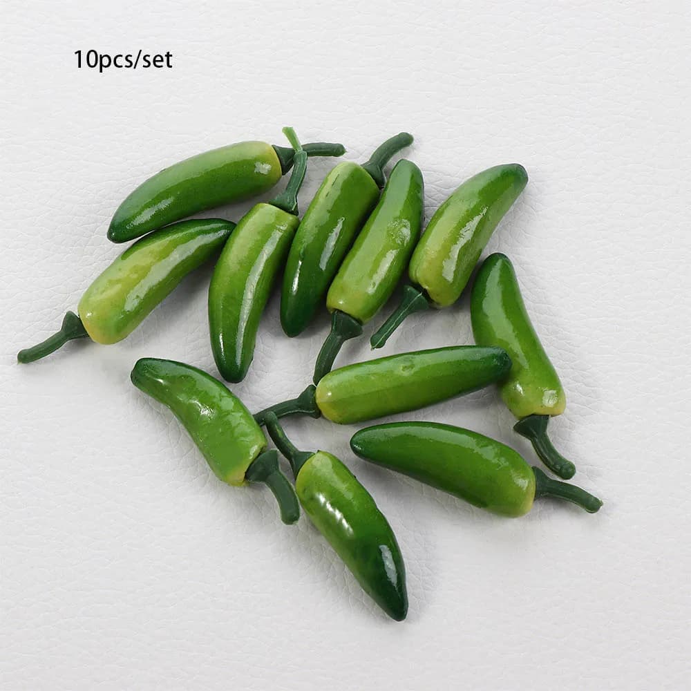Set di 10 Piante Artificiali in Plastica per Decorazione Casa, Peperoni Finti, Simulazione di Peperoncini
