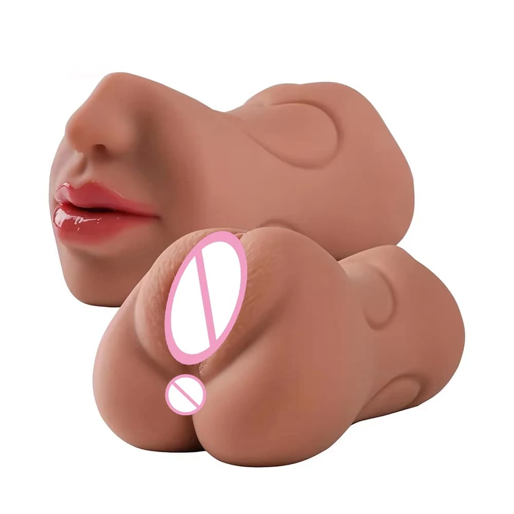 3in1 Fascia denti bocca vagina anale plug masturbatore maschile tazza gola profonda dildo in silicone muove masturbazione piacere giocattoli per gli uomini