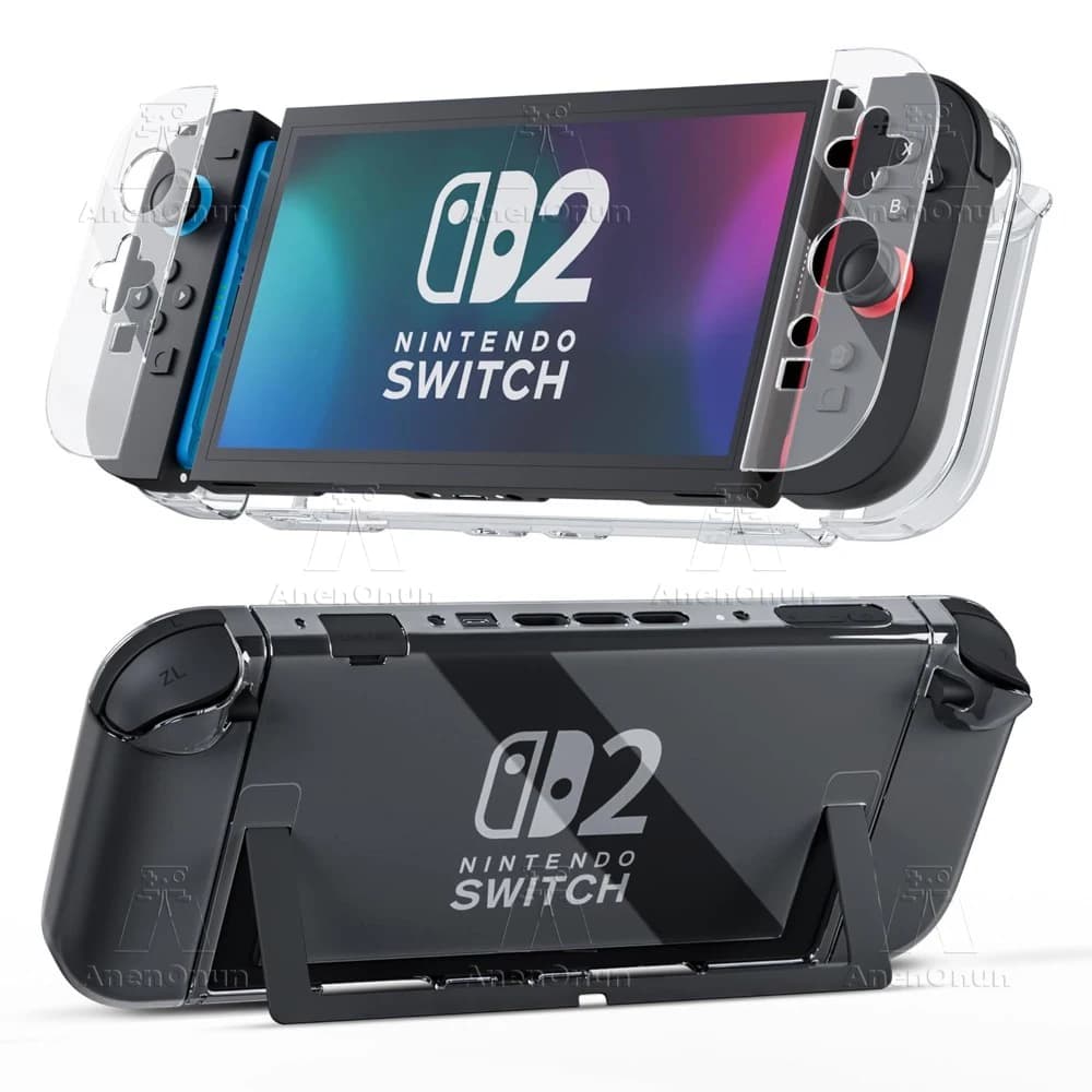 Switch 2 Custodia protettiva trasparente divisa Copertura completa Antiurto Antigraffio Antiscivolo Premium Durevole Guscio rigido per PC ultra trasparente
