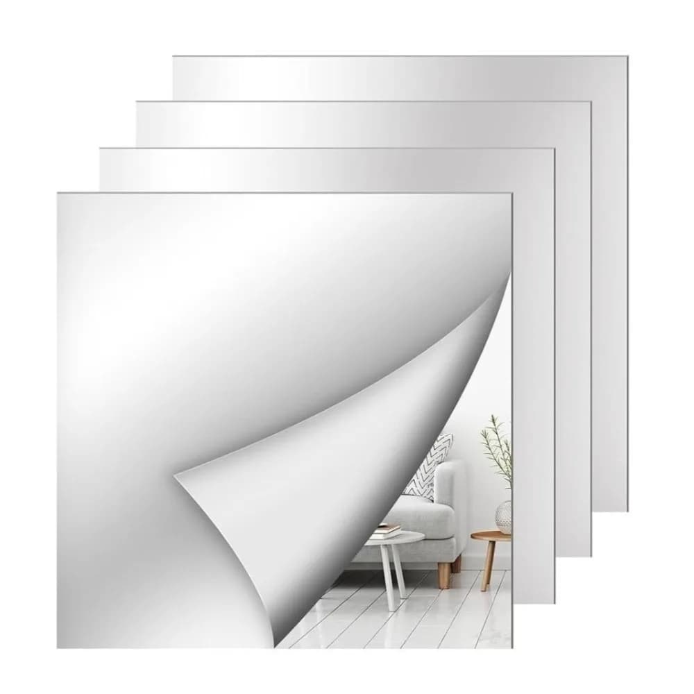 1pc New Self Adhesive Acrylic Mirror Sheet Shatterproof 1.6mm Thick Makeup Mirror Simple DIY Craft Mirror Tiles Bathroom
