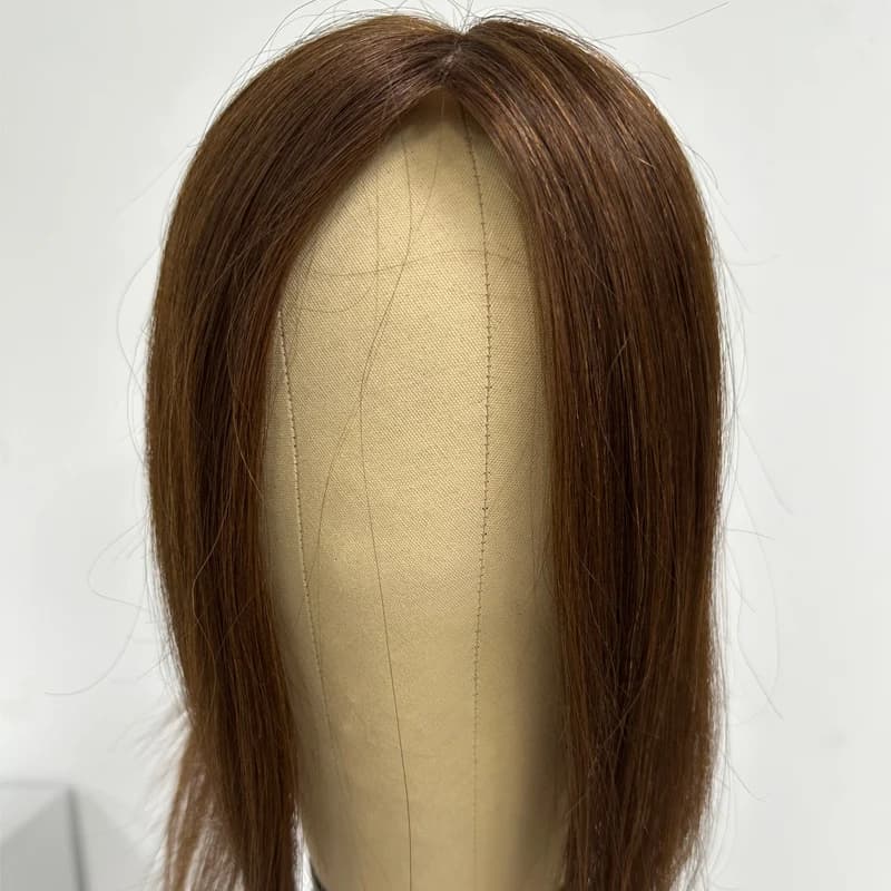 Women Topper Human Hair Wigs 100% Real Indian Human Remy Hairpiece Straight Women Toupee Clips in Hair Extension Silk Base Wigs