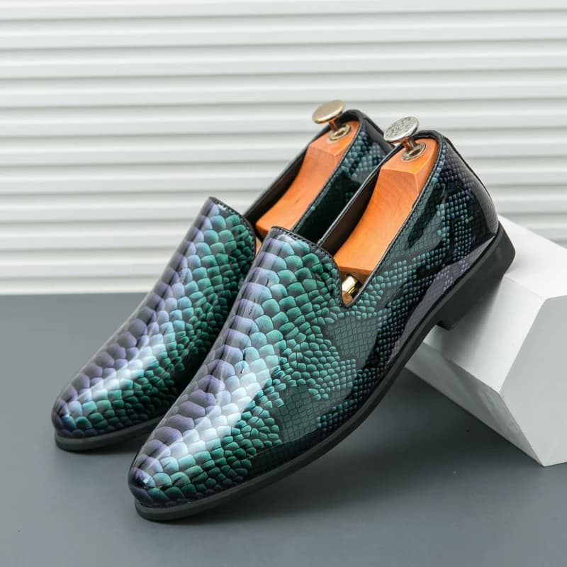 Mocassini da uomo d'affari Verde PU Monopiede Casual Comode e di fascia alta Piccole scarpe in pelle per ufficio e uso sociale Taglia 38-46
