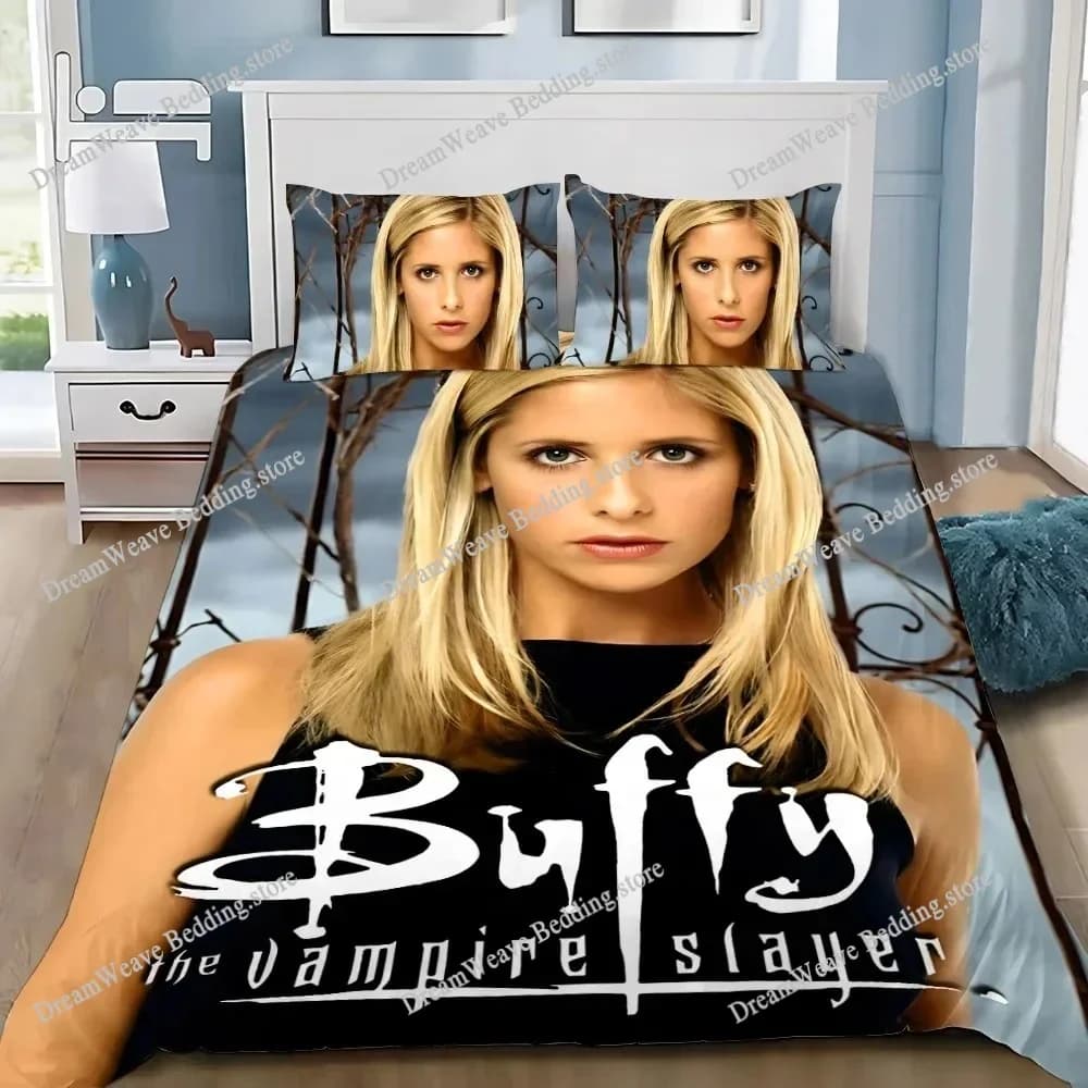 Set di biancheria da letto Buffy The Vampire, set di lenzuola per letto singolo, matrimoniale, queen size, king size, per adulti e ragazzi, set copripiumino con stampa 3D.