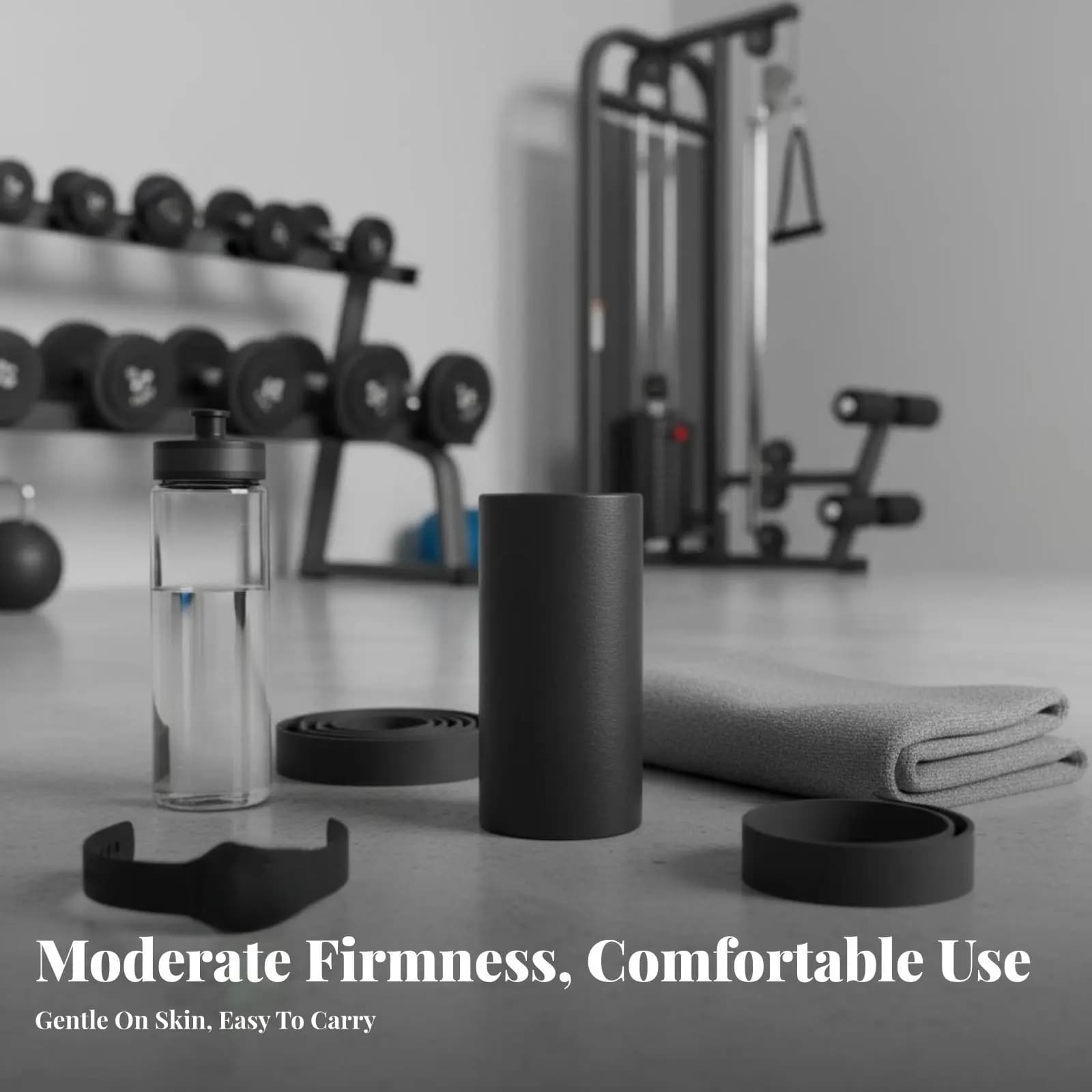 EPP Foam Roller, Black Rigid Massage Roller, Muscle Relaxation, Fitness Accessories for Beginners