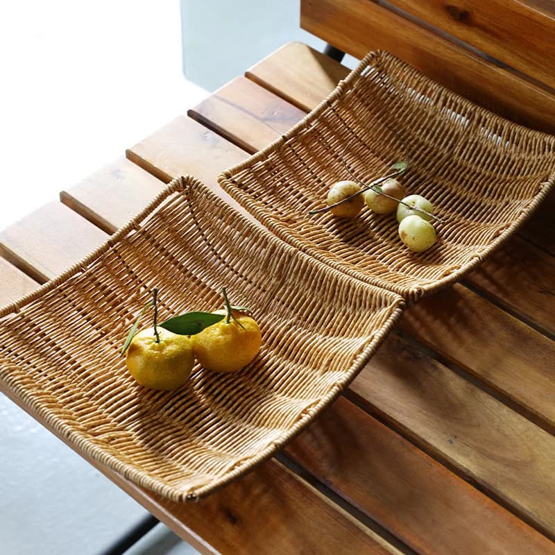Imitation Rattan Woven Fruit Plate Hotel Restaurant Dried Fruit Fried Snacks Snack Frame Fruit Basket