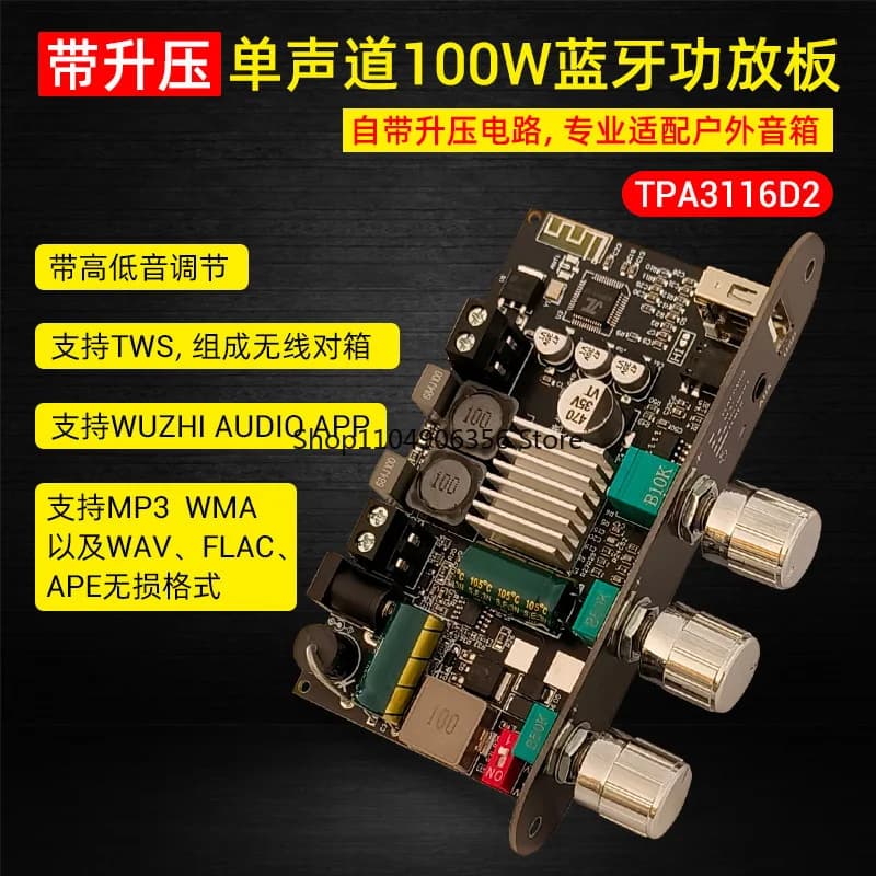 Per 1001U con boost mono 100W scheda amplificatore di potenza bluetooth tono alto e basso TWS altoparlante esterno fai da te TPA3116