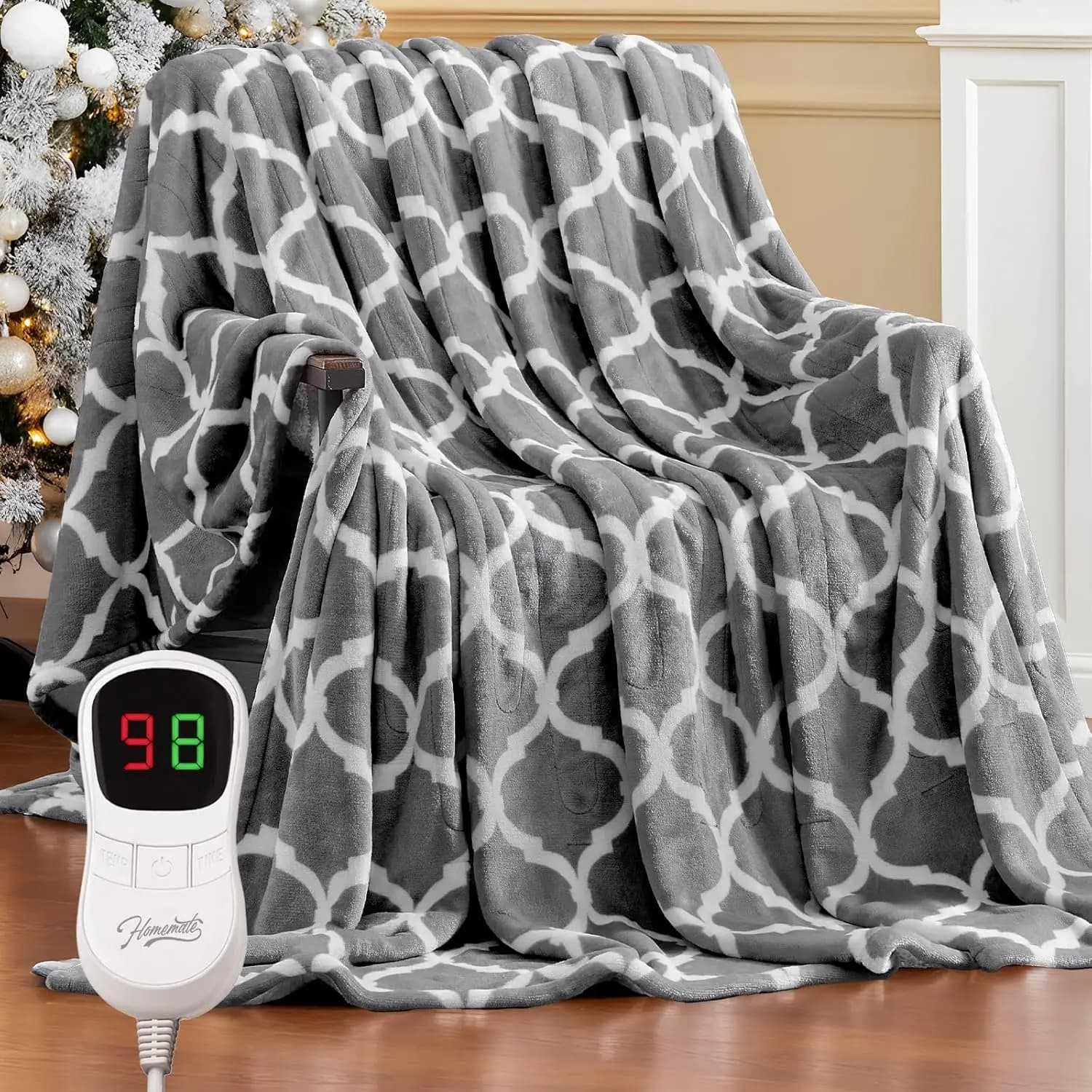 Coperta Elettrica Riscaldata Full Size 183x213 cm con 10 Livelli di Calore e Spegnimento Automatico 8H, Morbida in Flanella, Certificata ETL