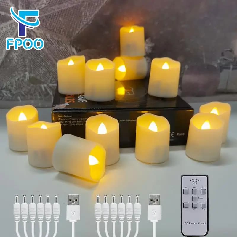 USB ricaricabile candele Timer remoto LED Candele di Natale plastica senza fiamma Flicker candela a led per la decorazione della camera di nozze partito ha portato lampada Home Decorazione Luce di candela