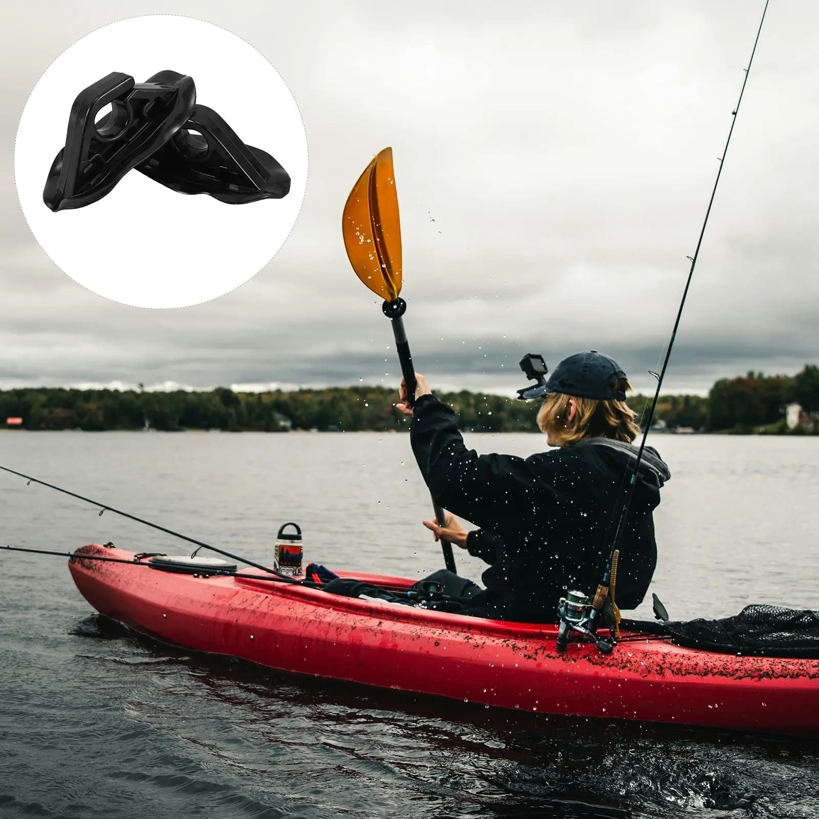 2 Pezzi Clip per Pagaia Gonfiabile, Supporto Laterale Elastico in PVC Resistente per Kayak, Canoa e Fiume