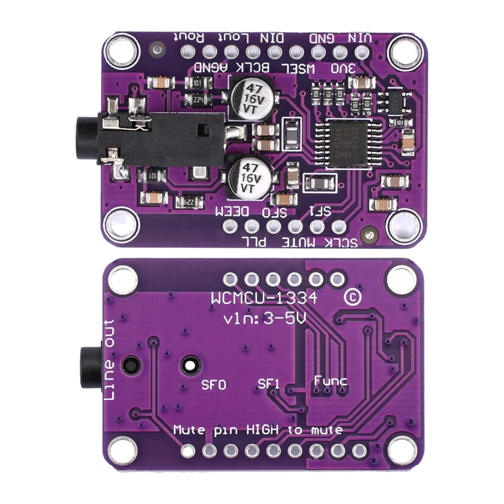 UDA1334A I2S Sound DAC Module 3.3-5V Audio stereo decoder card for Arduino
