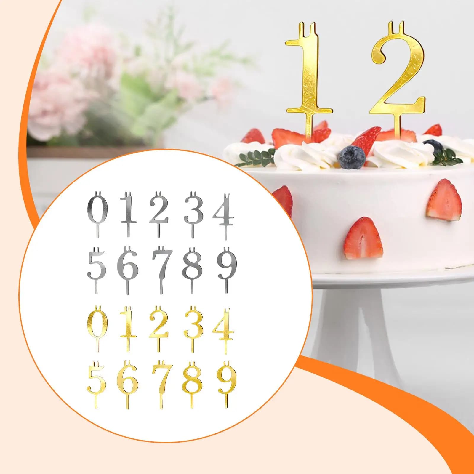 Birthday Candle Holder Stainless Steel Cake Topper Decoration for All Occasions Cake Numbers