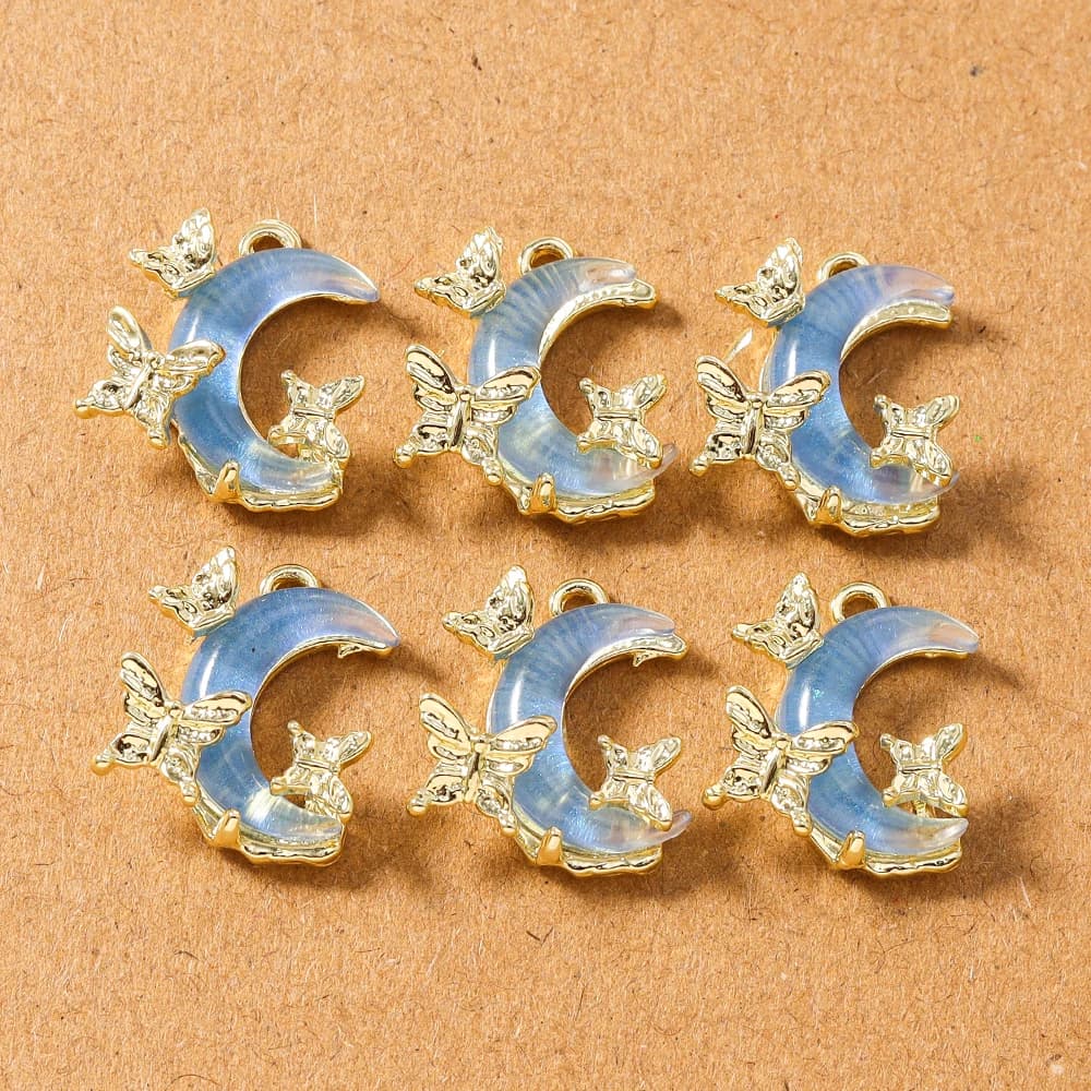 5 pendenti delicati con ciondoli a forma di farfalla e luna in cristallo per collane, orecchini, braccialetti, gioielli fai da te, accessori per la creazione di accessori