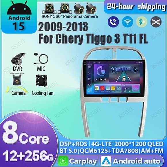 Android 15 Auto Multimediale Radio Per Chery Tiggo 3 2009 2010 2011 2012 2013 di Navigazione GPS Video Player Stereo WIFI Carplay Auto
