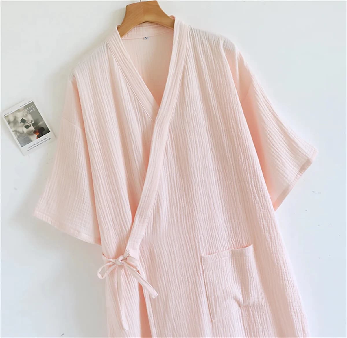 Spring / Summer 100% Cotton Crepe Robes 2026 Japanese-style Kimono Ladies Thin Nightgown Men Bathrobe Robe Home Service Pajamas