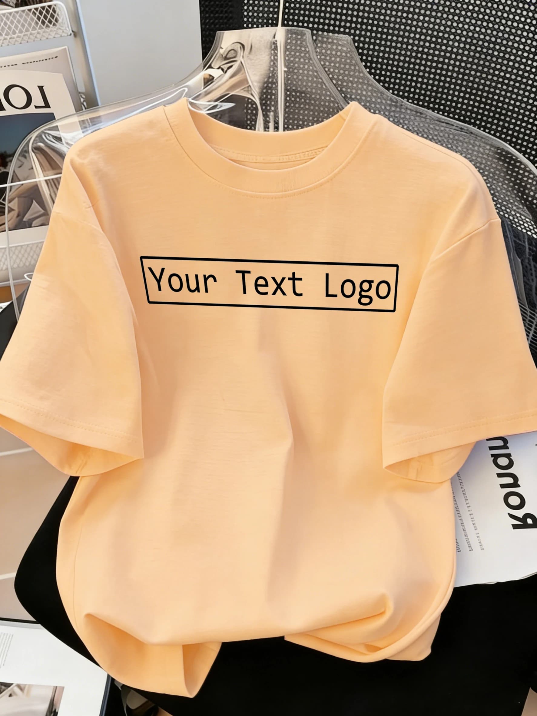T-shirt Personalizzata con il Tuo Testo o Logo, in Cotone Traspirante e Morbido, Abbigliamento da Lavoro Casual, Vestiti Comodi per Casa, T-shirt Trendy Y2K