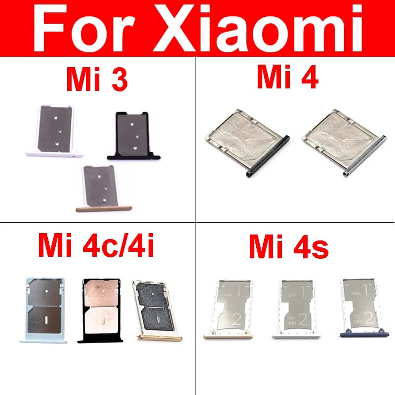 Supporto del vassoio della scheda di memoria e SIM per Xiaomi Mi 3 4 4c 4i 4s Lettore di schede SIM Slot Presa Adattatore Riparazione del telefono Parti di ricambio
