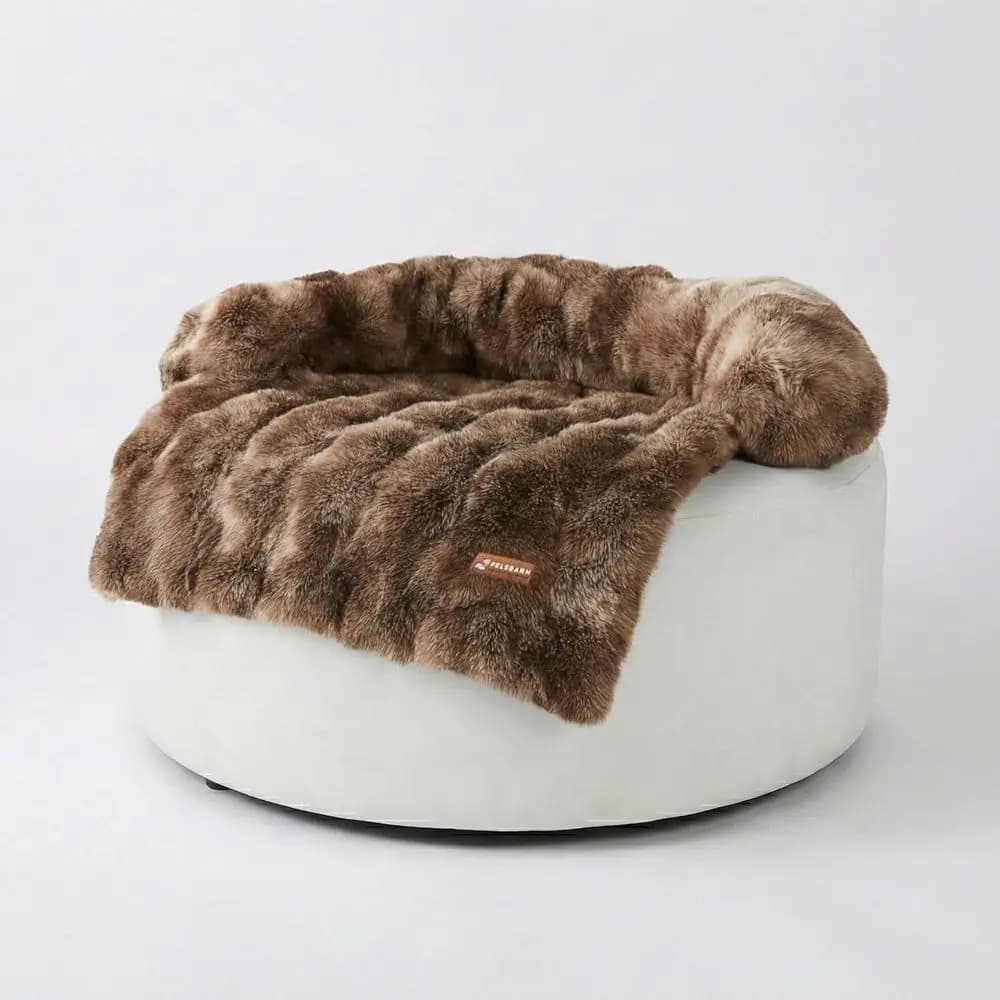 Luxurious Large Size Dog Bed with Removable Cover, Non-slip Base, Swirl Motive, 33x33 Inch